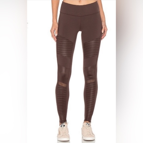 Alo Yoga Mink Color Moto Leggings Pants Tight Like New Sz M Rare Sold Out Color - Picture 2 of 7